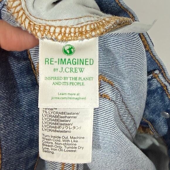 J Crew Essential Straight Jeans Size 28 Blue Denim Button Fly Frayed Hem Stretch - Picture 12 of 12